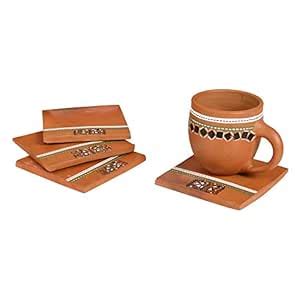 Back to Earth' Earthen Coasters with Warli Art So4 : Amazon.in: Home ...