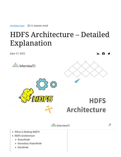 HDFS Architecture - Detailed Explanation - Interview Bit - Table Of ...