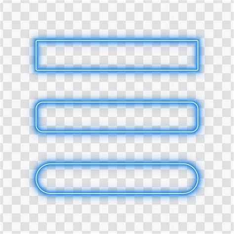 Bright blue neon glow rectangle frame border light transparent ...