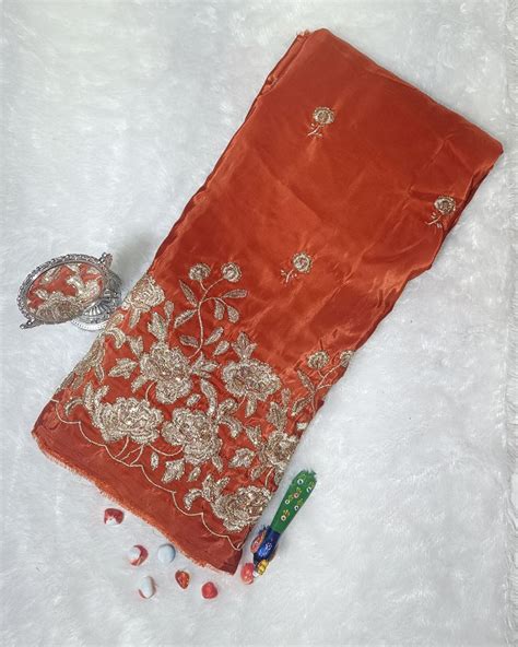 French Work | Art Silk | Burnt Orange | Balaji Cutpiece