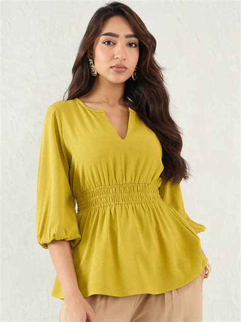 Citrine Green Cinched Waist Top