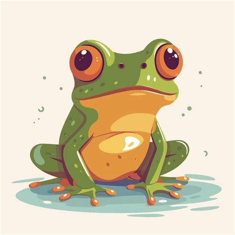 Um bonito personagem de desenho animado sapo verde sapo e uma água ...