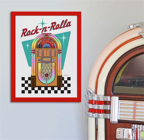 50s Rock & Roll Decor | Jukebox Art Print | 1950s Party | Sock Hop ...