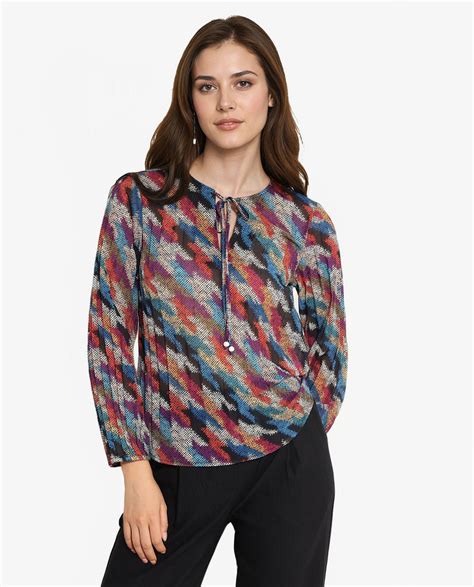 Rareism Women Scooby Multi 3/4Th Sleeve Tie-Up Neck Tie Up Closure Rel