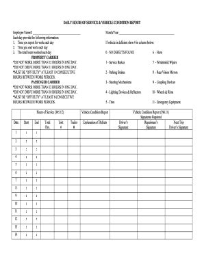 Fillable Online modot mo daily hours of service vehicle condition Fax ...