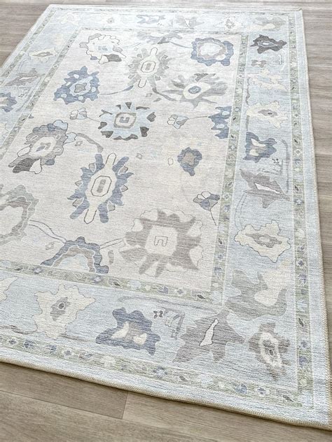 Amazon.com: Fame Living Cream Blue Oushak Rug, Modern Rugs, Vintage ...