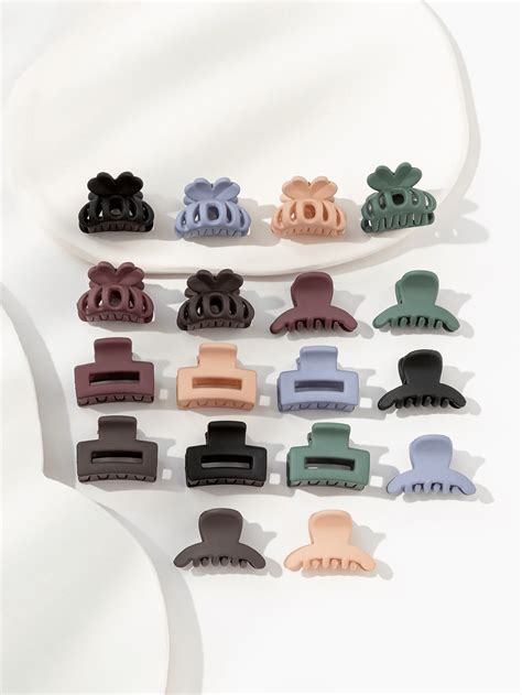 18pcs Solid Matte Hair Claw Flower Claw Plastic Small Claw Clips & Mini ...