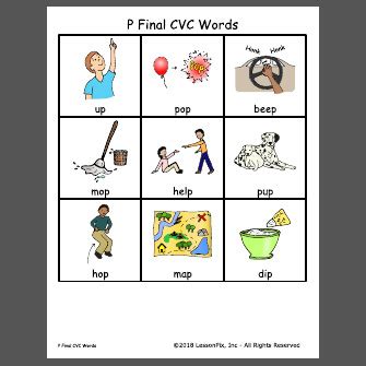P Final CVC Words
