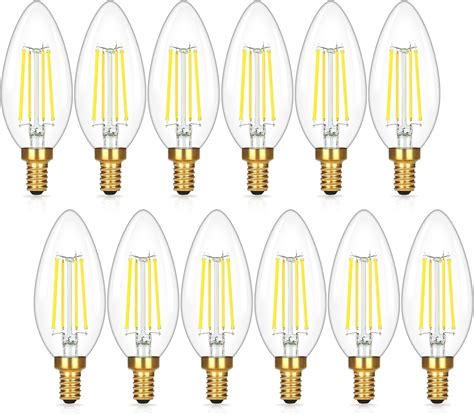 Brightever E12 Candelabra LED Light Bulbs 60 Watt Equivalent, 12 Packs ...