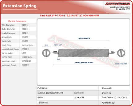 Image result for Extension Spring 2D Drawing