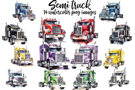 Semi Truck Clipart Graphic by retrowalldecor · Creative Fabrica