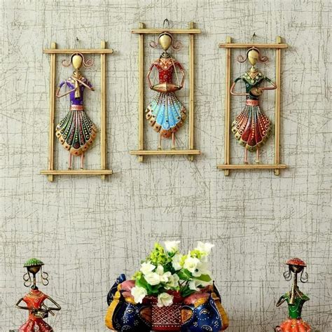 RAJSI CREATION Metal Iron Rajasthani 3 Musician Wall Art Set | Wall ...