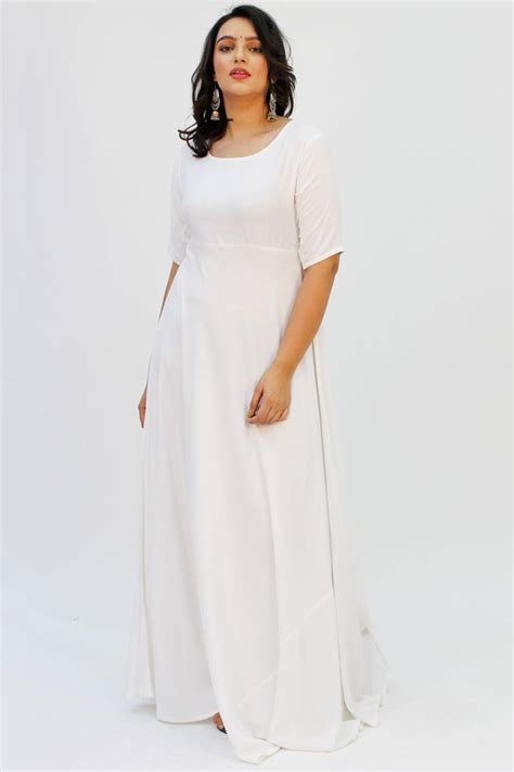 LastInch Plus Size Solid White Anarkali | XXS-8XL – LASTINCH