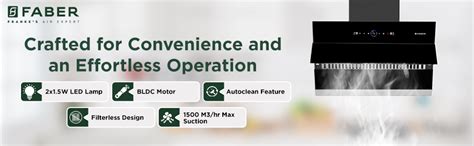 Faber 60cm 1500m³/hr BLDC Motor Autoclean Slant Chimney| Black Matt ...