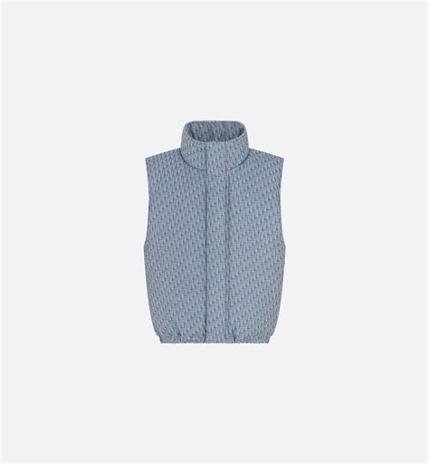 Kids' Puffer Vest Blue Dior Oblique Water-Repellent Cotton Gabardine | DIOR