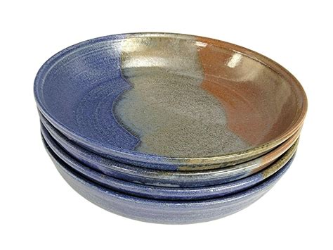 Wild River Studio Pottery Pasta Bowl Herb Roth Blue & Rust 9" Set of 4 ...