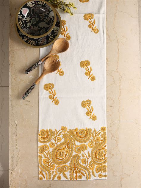 Stylish Amber Sky - Yellow Table Runner Embroidered – Revive Home