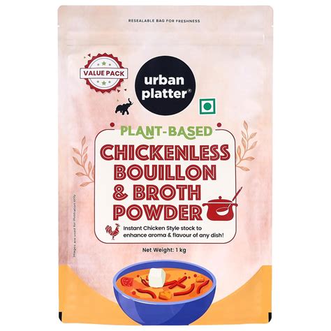 Urban Platter Vegan Chicken-less Bouillon & Broth Powder, 1kg (Plant ...