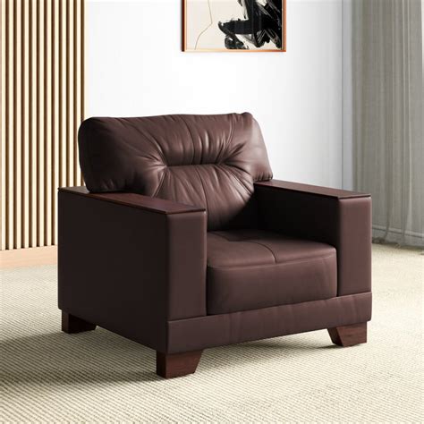 Buy Walter Half Leather 1-Seater Sofa - Customized Furniture from Home ...