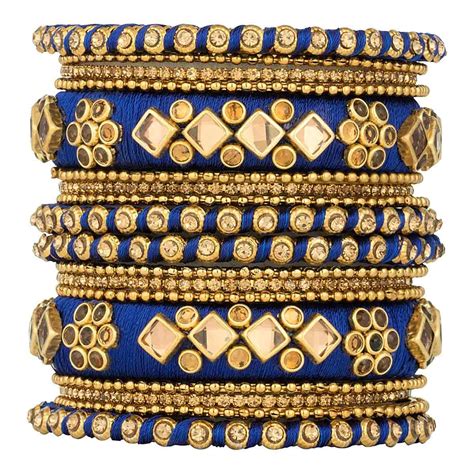 Buy Peora Traditional Wedding Silk Thread & Kundan Chuda Set Jewellery ...