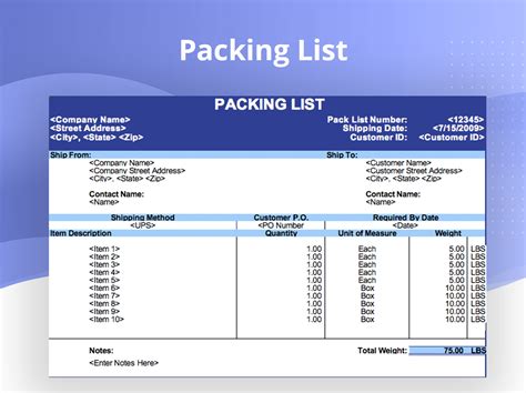 Packing List Printable Form (personalized)
