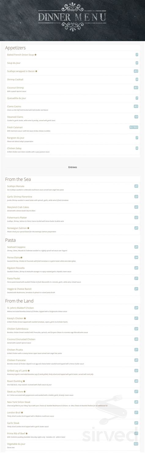 Hoffman House menus in Kingston, New York, United States