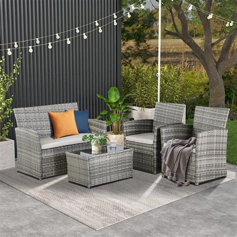 Amazon.com: MGHH Outdoor Patio Furniture Sets 5 Pieces Wicker Sectional ...
