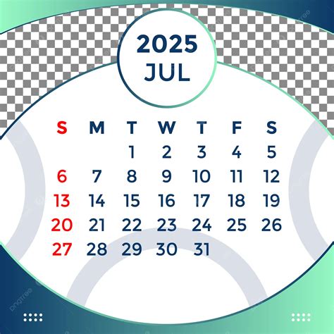 Calendar July 2025 Vector, Calendar July 2025, July 2025, Calendar 2025 ...