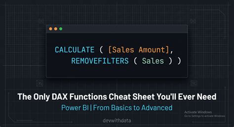 DAX Functions Cheat Sheet for Power BI — Complete 2026 Guide | DevWithData