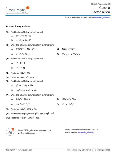 Image result for Factorisation Class 8