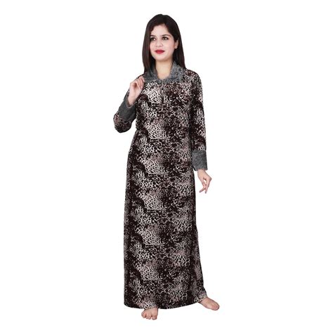 Buy GLAMORSTYL Winter Nighty For Women With Embroidery Full Lenght ...