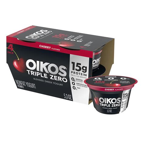 Amazon.com: Oikos Triple Zero Cherry Nonfat Greek Yogurt Pack, 0% Fat ...