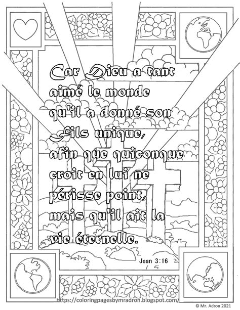 Coloring Pages for Kids by Mr. Adron: Page gratuite de Jean 3:16 en ...