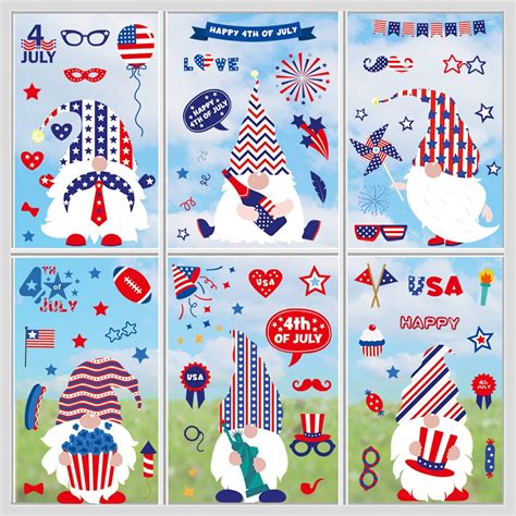 CAVLA 4th of July Gnome Window Clings 9 Sheets India | Ubuy
