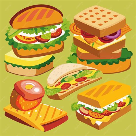 Sandwiches Color Vector Clip Art Design | Premium AI-generated vector