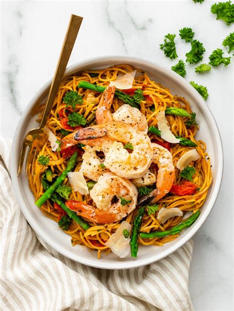 Angel Hair Pasta with Shrimp and Asparagus • Daisybeet