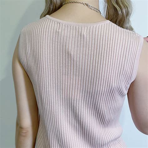 Baby pink sleeveless silk knit top | LEMON