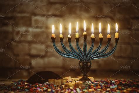 Jewish Hanukkah menorah candles | High-Quality Holiday Stock Photos ...