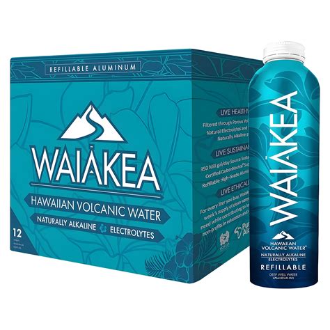 Waiakea Hawaiian Volcanic Water, 22.6 oz., 12 Bottles/Carton (856001 ...