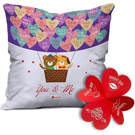 Buy Indigifts Valentien Gift Hamper Love Quote Cushion Cover 12"x12 ...