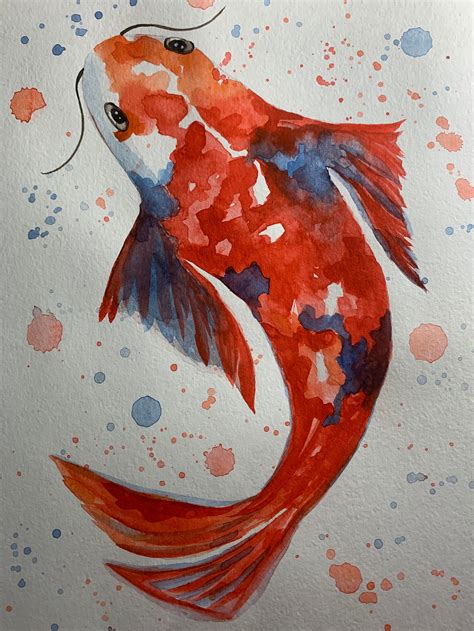 Koi Fish Original Watercolor Painting Wall Art Feng Shui Fish | Etsy