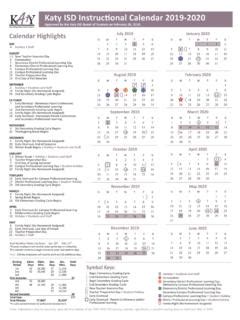 Katy ISD Instruc onal Calendar 2019-2020 | Calendar 2019 | PDF4PRO