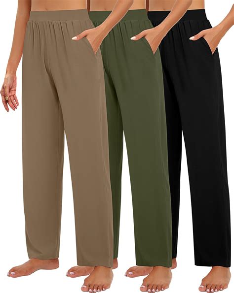 Amazon.com: Huukeay 3 Pack Women's Lounge Pants, Cozy Wide Leg Lounge ...