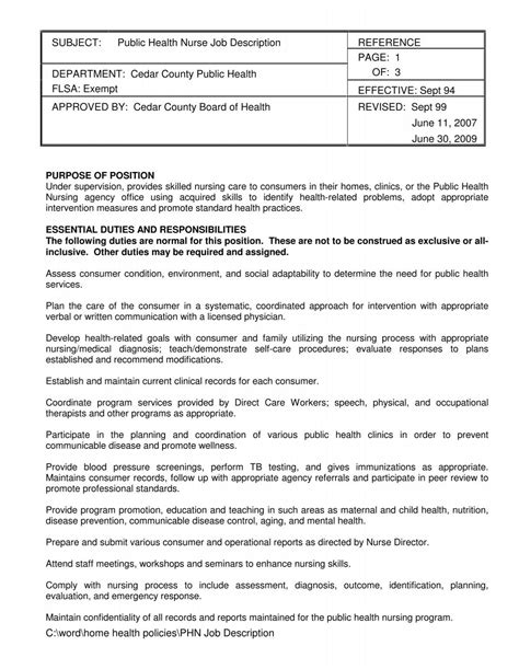 Public Health Nurse Job Description REFERENCE ... - Cedar County