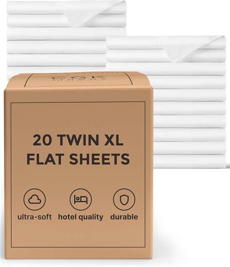 Amazon.com: Bulk Case Pack of 20 Flat Sheets - 20 Flat Twin XL Sized ...