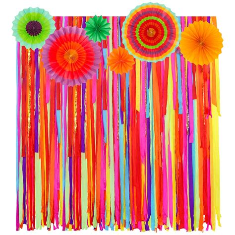 Buy Mexican Fiesta Theme Party Backdrop with Fiesta Paper Fans, Mexican ...