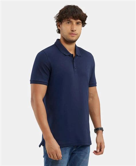 Buy Super Combed Cotton Rich Solid Half Sleeve Polo T-Shirt - Navy 3912 ...