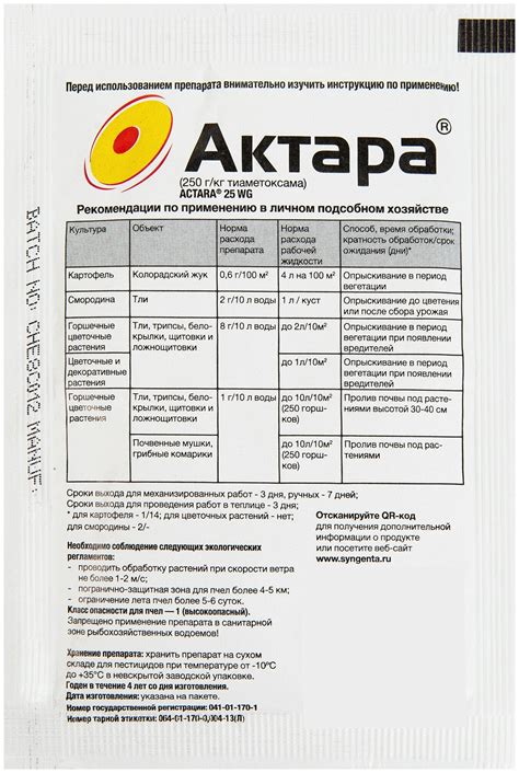 Инсектицид Актара - инструкция по применению и нормы расхода