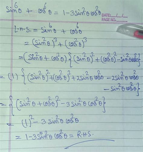 Sin power 6 theta + cos power 6 theta is equal to 1 minus 3 sin square ...