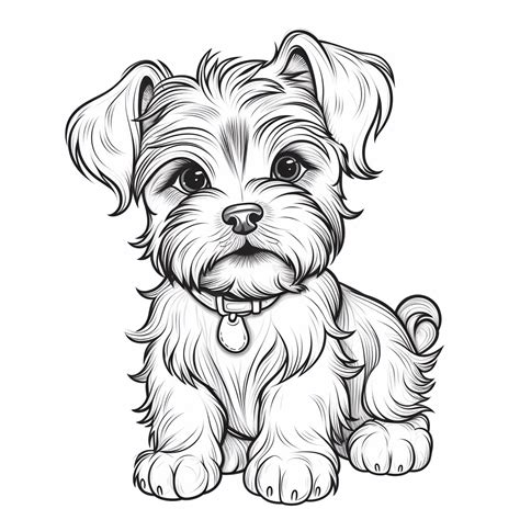Yorkshire Terrier puppy drawing for coloring » Zumipic | Puppy coloring ...